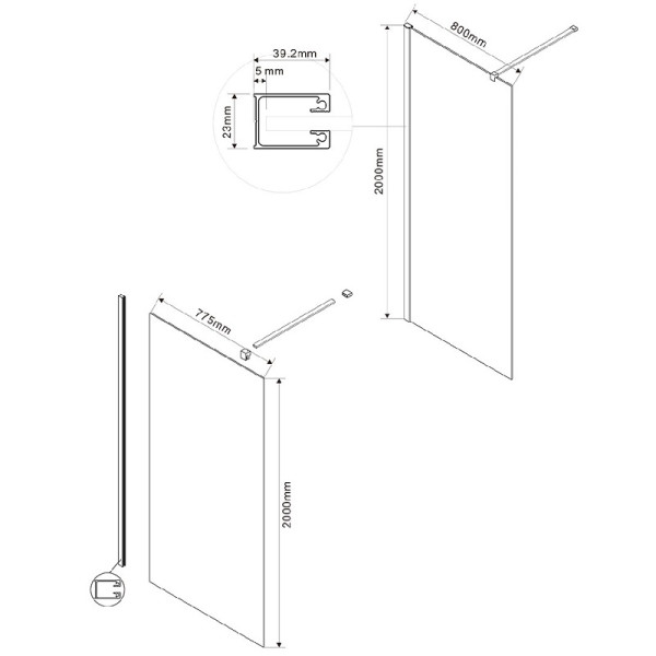 Душевая перегородка Vincea Walk-In VPW-1H 800х2000 стекло прозрачное, профиль хром (VSW-1H800CL)