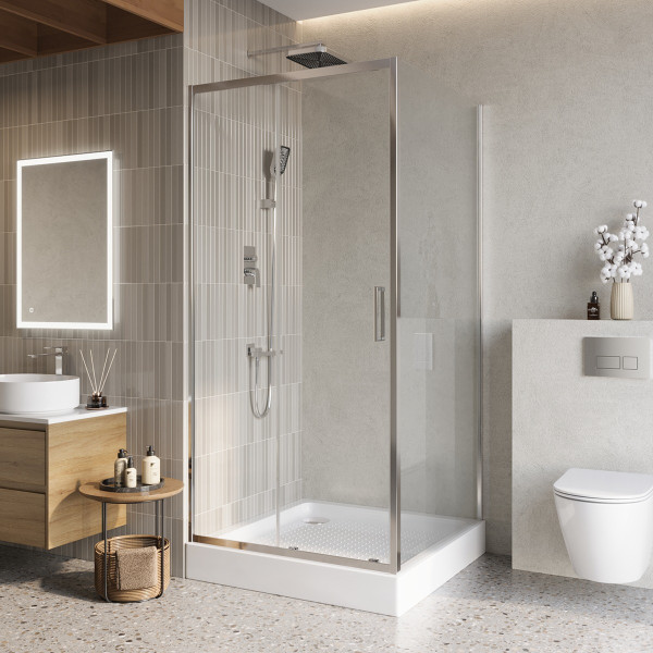 Душевой уголок BelBagno Luce 100x100x195 стекло прозрачное, профиль хром (LUCE-A-1-100/100-C-Cr)