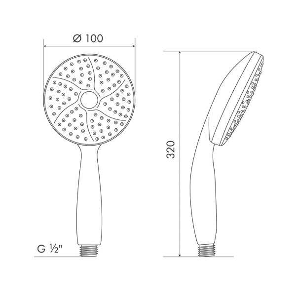 Душевая лейка Melodia 1функция, d100мм (MKP20551BL)