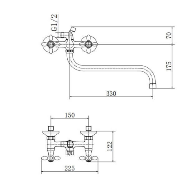Смеситель для ванны и душа Fashun с душевым комплектом хром (A2227-2)