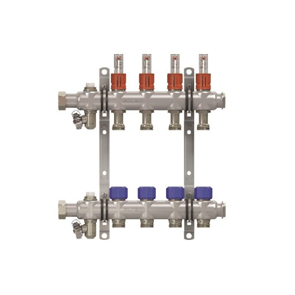 Коллекторная группа Elsen 11 отводов 1"x3/4" (евроконус) Elsen с расходомерами (нерж.сталь) (EMi03.11)