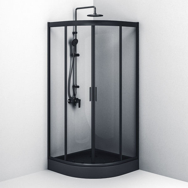 Душевые уголки AM.PM Gem 90x90x200 стекло прозрачное, профиль черный матовый (W90G-401-090BT)