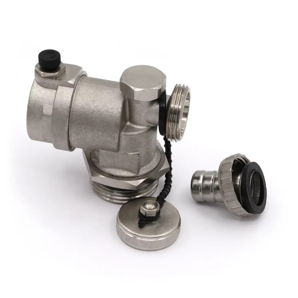 Тройник коллекторный в сборе 1" Vieir (тройник, воздухоотводчик, дренажный кран) (VR165)