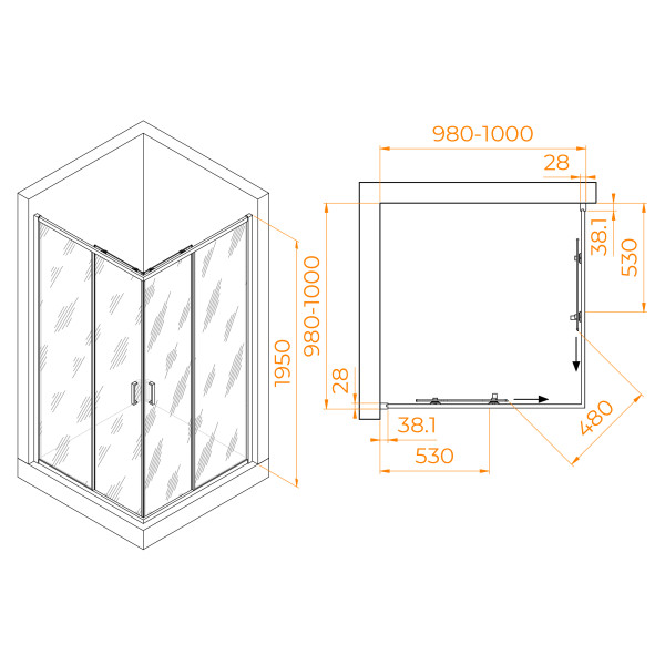 Душевой уголок RGW Passage 100x100 стекло прозрачное, профиль хром (0308390-11)