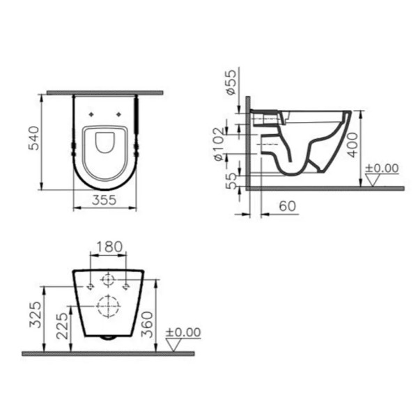 Унитаз подвесной Vitra безободковый Sanibelle (7551B003-0075)