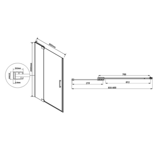 Душевая дверь Vincea Extra VDP-1E 800/900х2000 стекло прозрачное, профиль хром (VDP-1E8090CL)