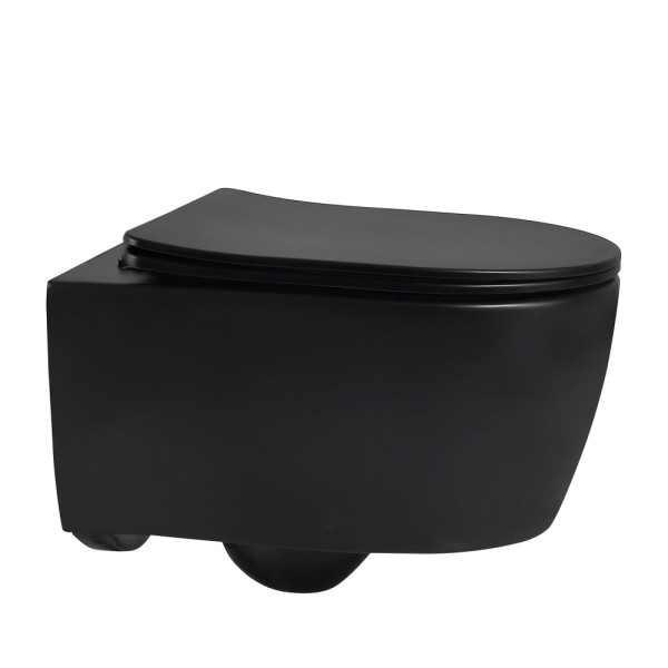 Унитаз подвесной ABBER Bequem черный матовый, безободковый (AC1104MB)