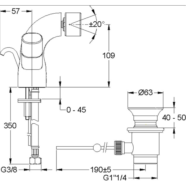 Смеситель для биде Jacob Delafon Talan (E10088RU-CP)