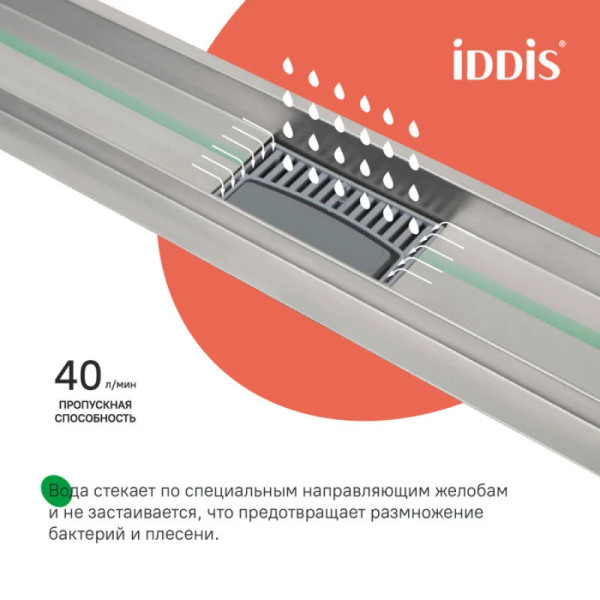 Душевой лоток Iddis Level 700 мм горизонтальный выпуск комб. затвор перфор. решетка хром (975A7SB10DZ)
