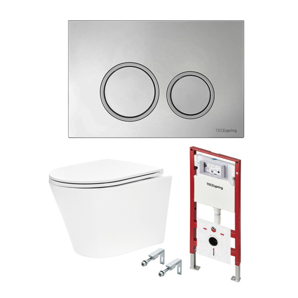 Инсталляция с унитазом TECEspring Base с клавишей хром глянц. унитаз модель K (K401101WCK) Инсталляция с унитазом TECEspring Base с клавишей хром глянц. унитаз модель K (K401101WCK)
