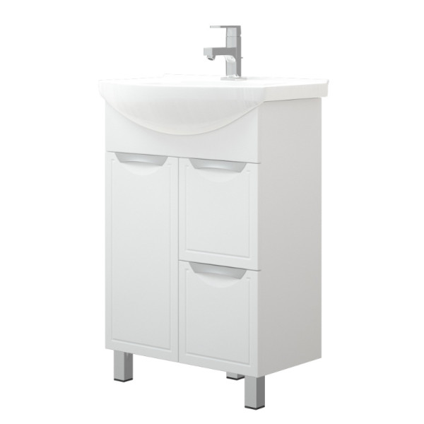 Тумба напольная Melodia Альфа 60 (Элеганс 60) 2 ящика 1 дверь белая (MFR80014WT)