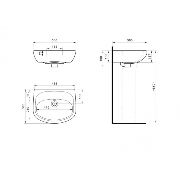 Раковина подвесная Santek Анимо 500x392x190 белая (1WH110493)