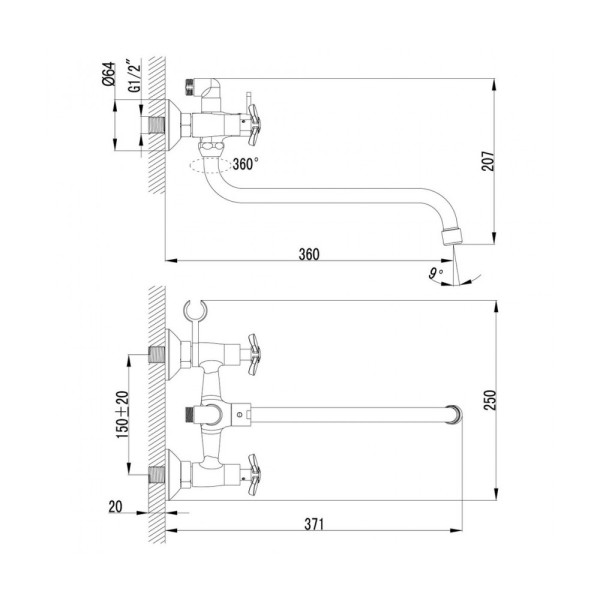 Смеситель для ванны и душа Lemark Partner (LM6541C)