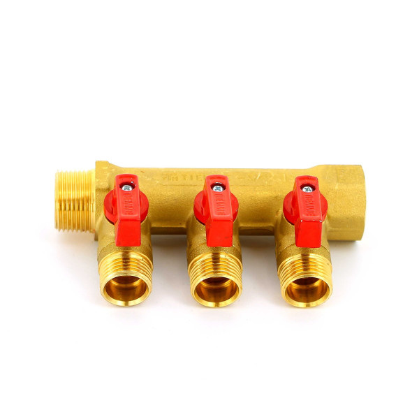 Коллектор с шаровыми кранами Tiemme NINO 3 выхода 3/4*1/2"(16) (латунь) (1820001) Коллектор с шаровыми кранами Tiemme NINO 3 выхода 3/4*1/2"(16) (латунь) (1820001)