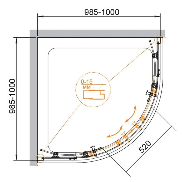Душевой уголок Cezares Eco 100x100x190 стекло прозрачное, профиль черный (ECO-O-R-2-100-C-NERO)