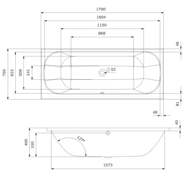 Ванна акриловая AM.PM Above 170x75 белая (W9XA-170-075W-A) Ванна акриловая AM.PM Above 170x75 белая (W9XA-170-075W-A)
