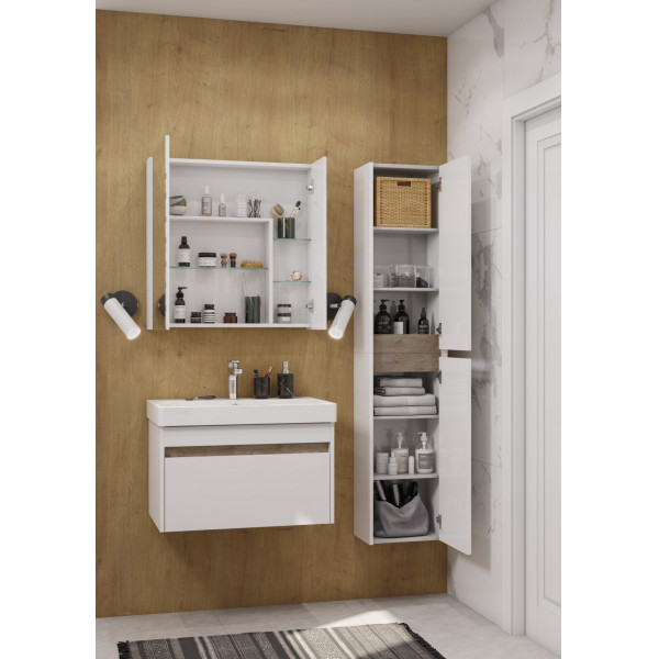 Шкаф подвесной Aquaton Марти 350x230x800 белый глянец, дуб эндгрейн (1.A270.2.03M.Y01.0)