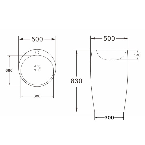 Раковина напольная Azario Dea 50х50х86 белая (AZ-203)