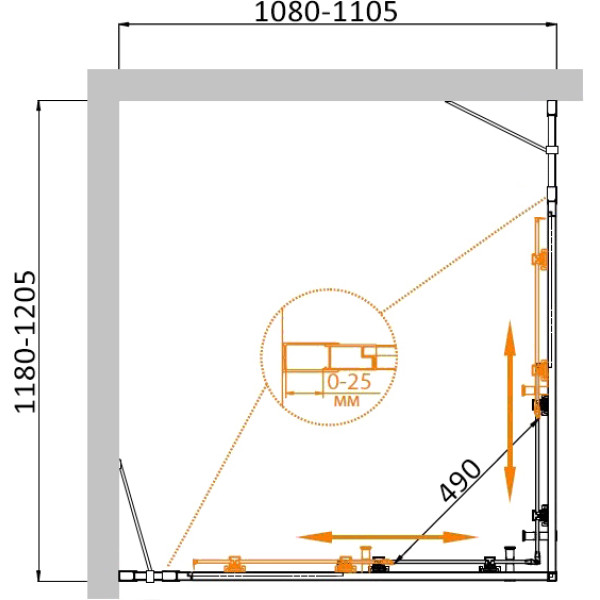 Душевой уголок Cezares Molveno 120x110x195 стекло прозрачное, профиль хром (MOLVENO-AH-22-120/110-C-Cr-IV)