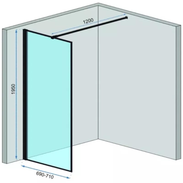 Душевое ограждение Rea Bler 70x195 стекло прозрачное, профиль чёрный матовый (REA-K7636) Душевое ограждение Rea Bler 70x195 стекло прозрачное, профиль чёрный матовый (REA-K7636)