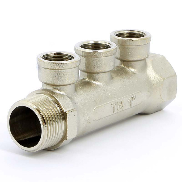 Коллектор "Tiemme" 3 отв. 1"*1/2"В (никель) (1910077) Коллектор "Tiemme" 3 отв. 1"*1/2"В (никель) (1910077)