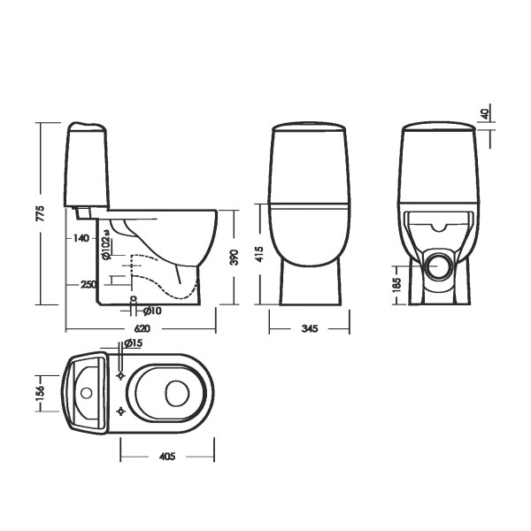 Унитаз-компакт Sanita LUXE Best Basic сиденье 2 режима Oliveira нижний привод (WC.CC/Best/2-P/WHT.G/S1)