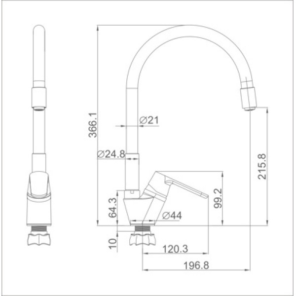 Смеситель для кухни Ledeme с гибким изливом (L4153-3)