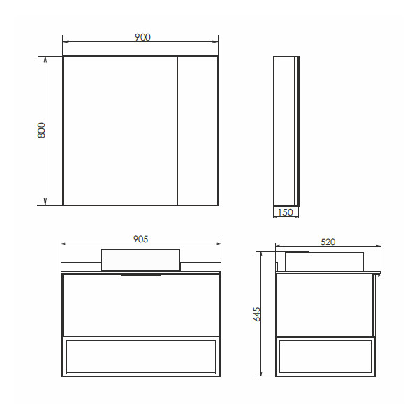 Пенал подвесной Comforty Никосия 900x800x150 белый (00-00001335)