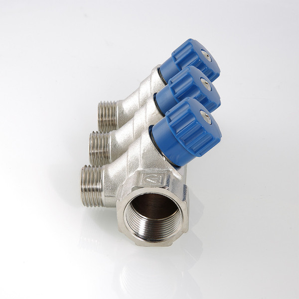 Коллектор 2 отв. регулируемый 1"*1/2"Н Valtec (никель, с комплектом ручек) (VTc.560.N.0602) Коллектор 2 отв. регулируемый 1"*1/2"Н Valtec (никель, с комплектом ручек) (VTc.560.N.0602)