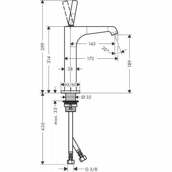 Смеситель для раковины Axor Citterio E хром (36103000)