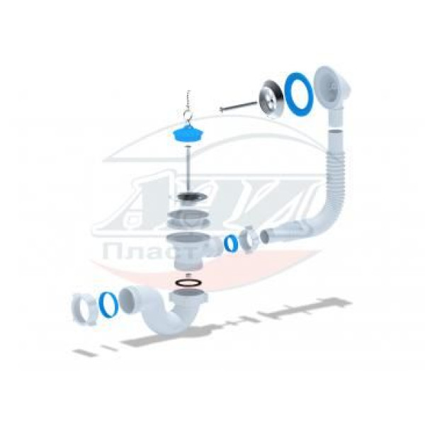 Обвязка для ванны АНИ с выпуском 1 1/2"*40 трубный сифон АНИ пласт (E150)