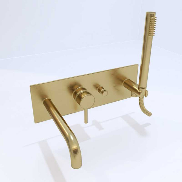 Смеситель для ванны и душа Paffoni Light термостатический, золотой (LIG001HGSP)