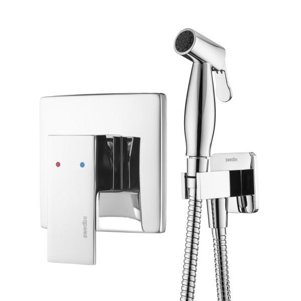 Смеситель с гигиеническим душем встраиваемый Swedbe Platta хром (5526)