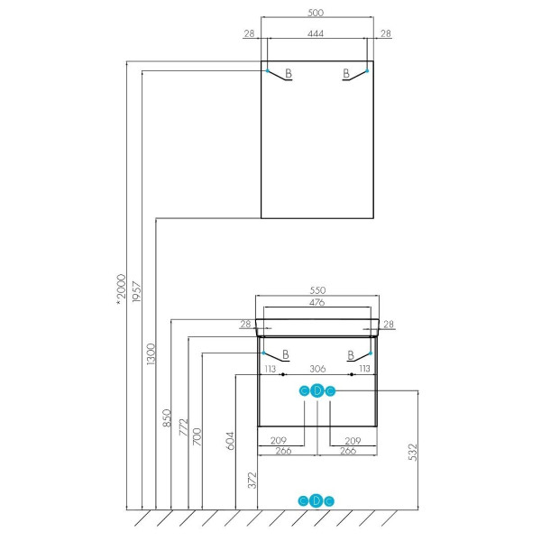 Тумба-умывальник Aquaton Асти 55 Белый матовый/Белый глянец/1WH501620 Умывальник Адриана 55 (1A2631K0AX2B0)