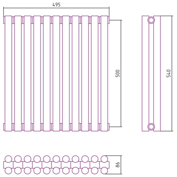 Дизайн-радиатор Сунержа Эстет-11 500*495 11 секций хром (00-0302-5011)