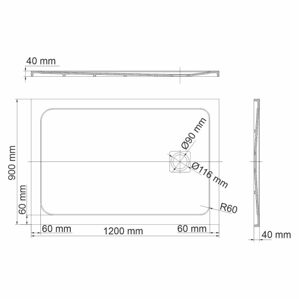 Душевой поддон Wasser Kraft Neime 120x90 (19T07)