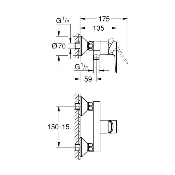 Смеситель для душа Grohe BauEdge New хром (23635001) Смеситель для душа Grohe BauEdge New хром (23635001)
