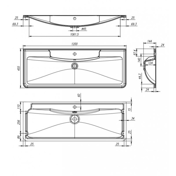 Раковина встраиваемая BelBagno 120 белая (BB1200/455-LV-MR-ALR)