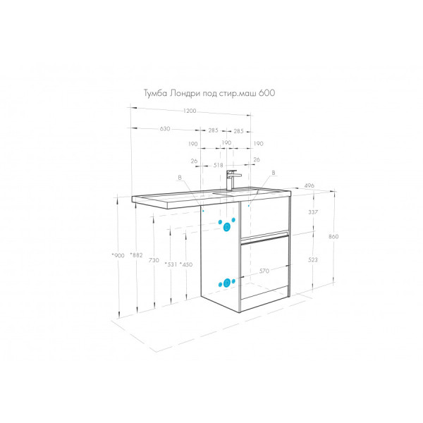Тумба напольная Aquaton Лондри 570x496x860 белый (1.A235.9.01L.H01.0)