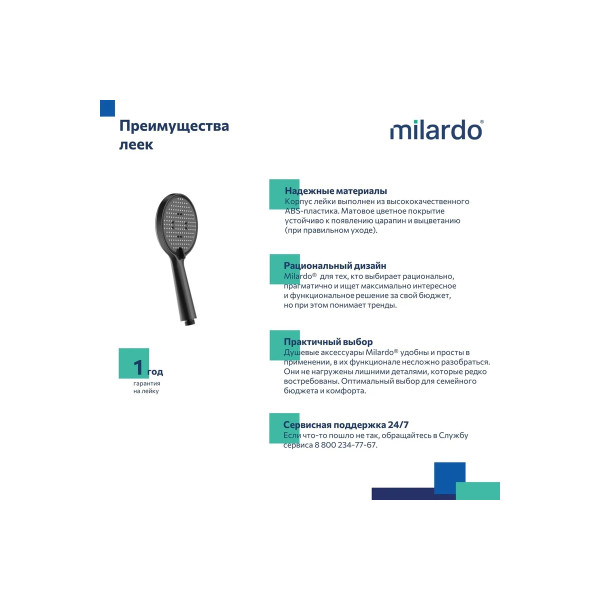 Душевая лейка Milardo Ideal Spa черная (ILS3FBRM18)