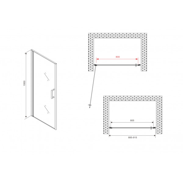 Душевая дверь Abber Sonnenstrand 90x195 стекло прозрачное, профиль хром (AG04090) Душевая дверь Abber Sonnenstrand 90x195 стекло прозрачное, профиль хром (AG04090)
