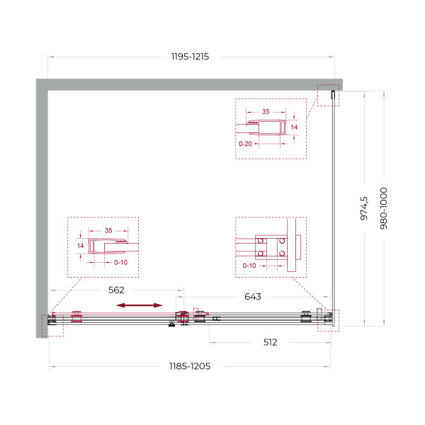 Душевой уголок BelBagno Soft Close-2 120x100x200 стекло прозрачное, профиль оружейная сталь матовая (SOFT_CLOSE-2-AH-1-120/100-C-GM)
