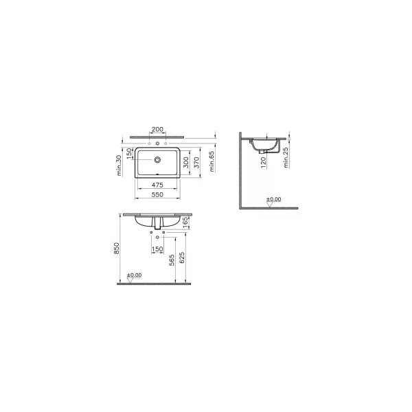 Раковина встраиваемая снизу Vitra S20 48x55 белая (7475B003-0618)