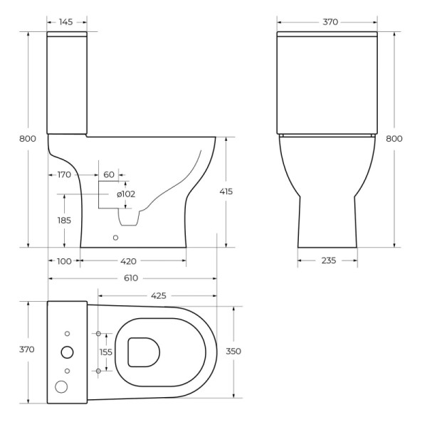 Чаша безободкового унитаза Lounge с сиденьем soft close P-trap (BB045CPR/SC) Чаша безободкового унитаза Lounge с сиденьем soft close P-trap (BB045CPR/SC)