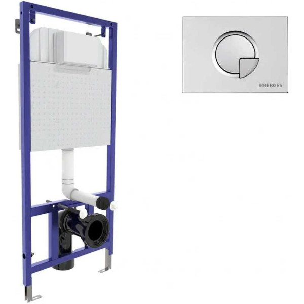 Инсталляция для подвесного унитаза Berges NOVUM R2 с клавишей (040222) матовый хром
