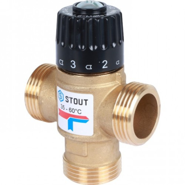 Вентиль термостатический смесительный Stout 1" НР 35-60°C, KVs 1,6 SVM-0120-166025 Вентиль термостатический смесительный Stout 1" НР 35-60°C, KVs 1,6 SVM-0120-166025