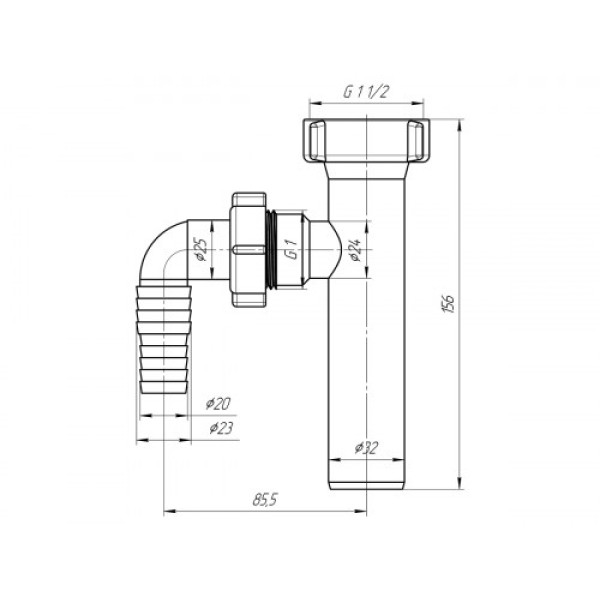 Вставка для подключения бытовой техники 1 1/2"*32 АНИ с 1-м отводом АНИ пласт (M120) Вставка для подключения бытовой техники 1 1/2"*32 АНИ с 1-м отводом АНИ пласт (M120)