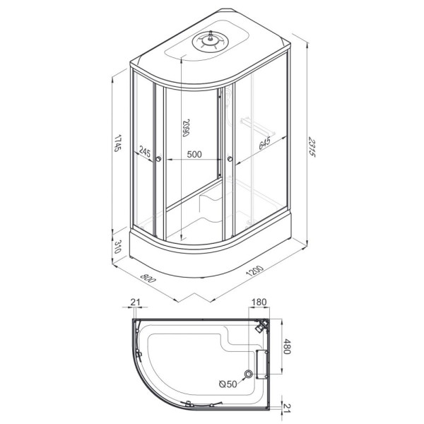 Душевая кабинаTriton Коралл 120x80 правосторонняя стекло прозрачное квадраты, профиль белый (DK386)