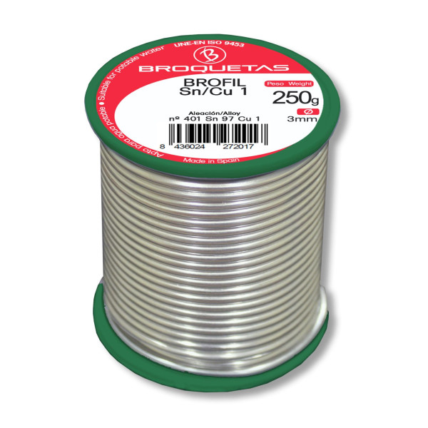Припой мягкий BR Sn97Cu3 250гр 3 мм Broquetas (04-000306/03-002668) Припой мягкий BR Sn97Cu3 250гр 3 мм Broquetas (04-000306/03-002668)