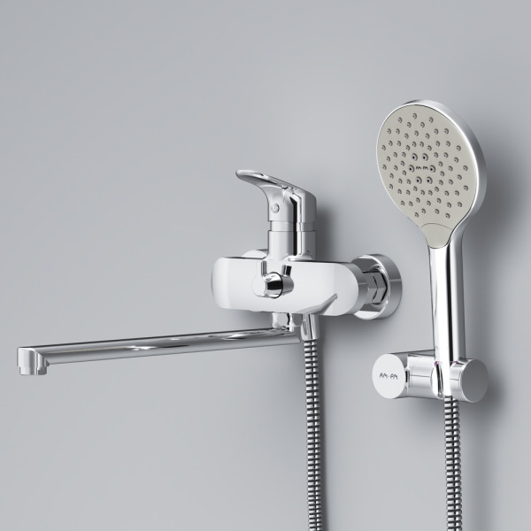 Смеситель для ванны и душа AM.PM Like с душевым набором (F8095000) Смеситель для ванны и душа AM.PM Like с душевым набором (F8095000)